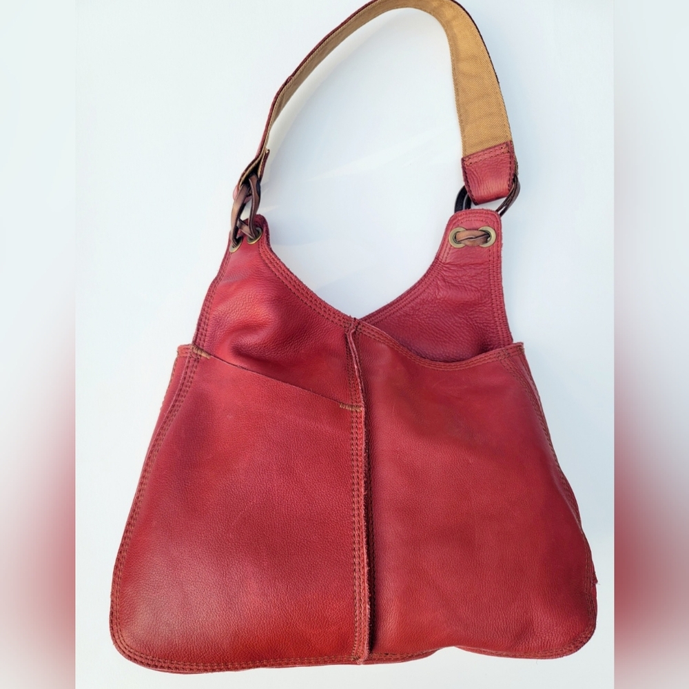 NWT Vintage Asymmetrical Leather Hobo Bag, LUCKY BRAND, Red - Picture 13 of 16